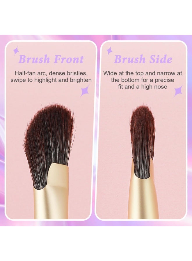 Peachjoy 2Pcs Nose Contour Angled Contour Brush, Half Fan-Shape Nose Shadow Brush, Soft Facial Fan Brush, Concealer, Under Eye Blush, Highlighter Brush for Blending Liquid Cream Powder Cosmetics - Image 4